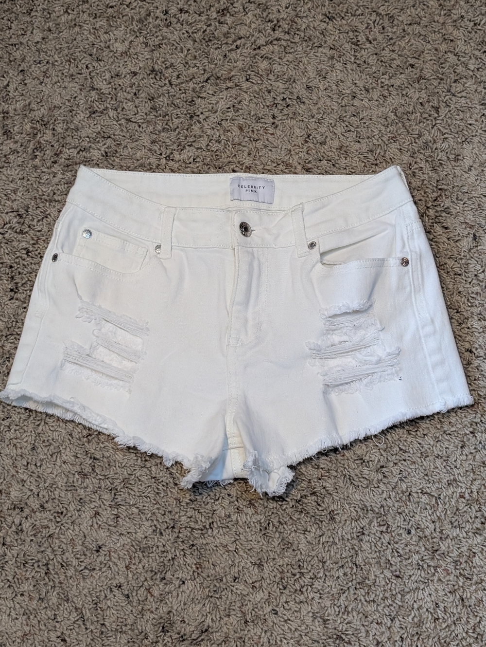 Celebrity Pink Shorts White Distressed Shorts SZ 9/29 - Picture 2 of 12